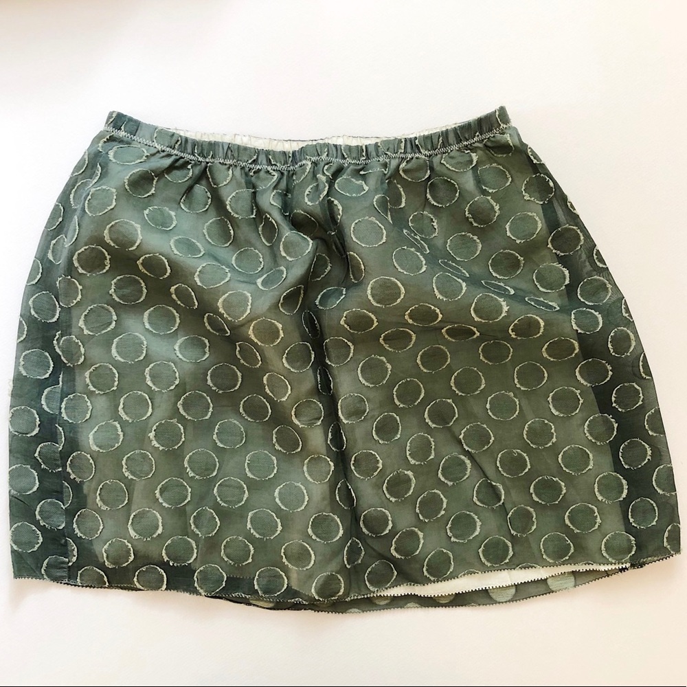 J Crew Miniskirt in Sheer Green Dot